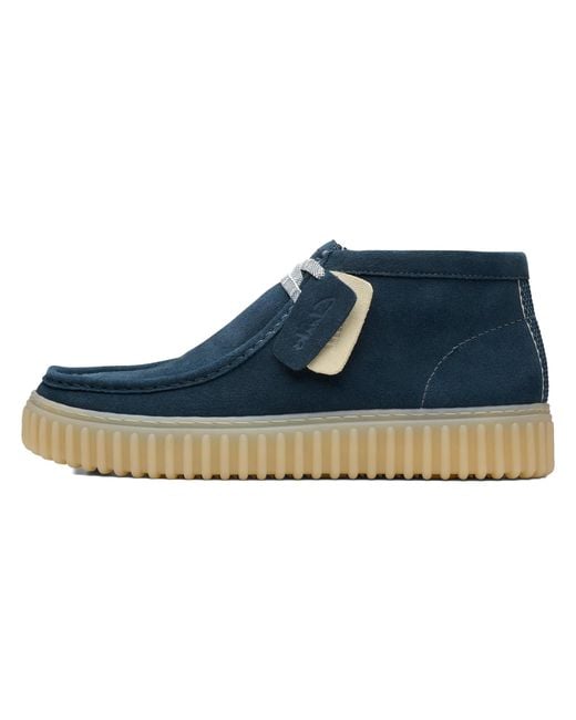 Clarks Blue Torhill Hi Suede" 26178265" for men
