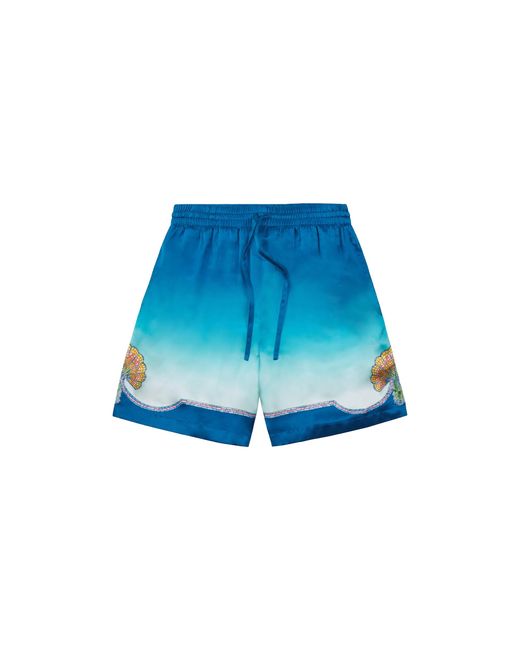 Casablanca Blue Coquillage Colore Silk Short Ms24 Tr 012 07" for men