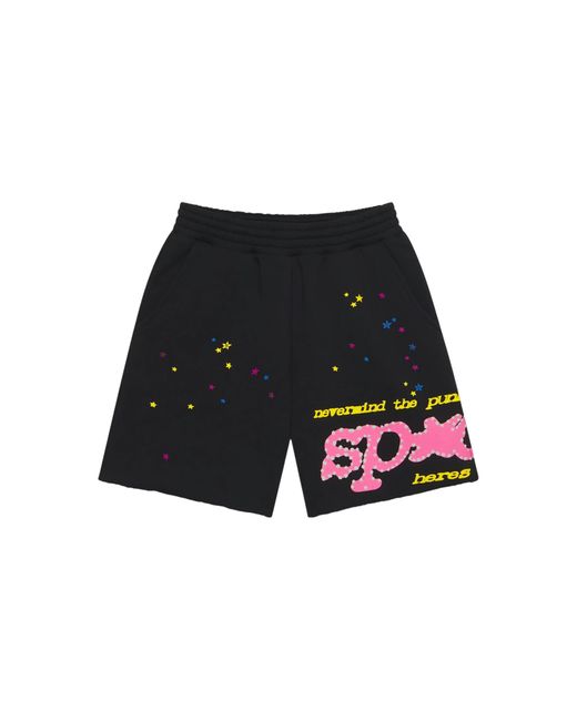 Sp5der Black Punk V2 Sweatshort "Ss26