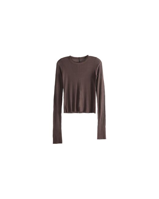 Rick Owens Black Cropped Rib Long Sleeve T-Shirt "Macassar" Rp01F6209 Rc 53"