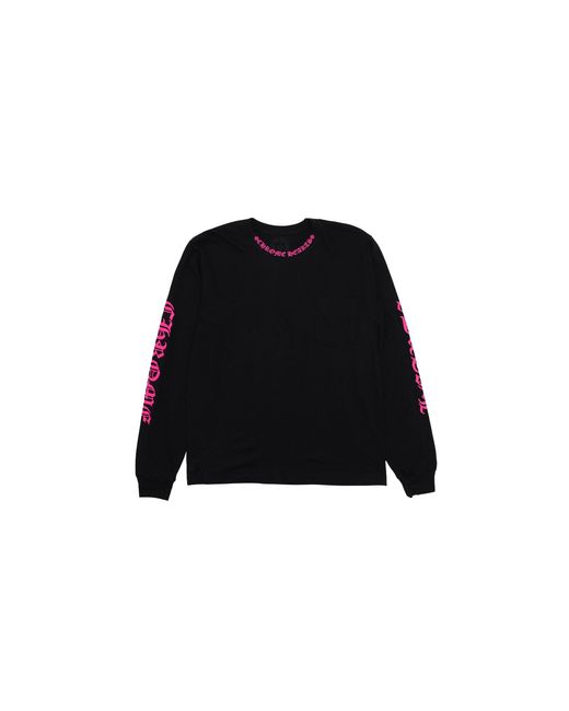 Chrome Hearts Black Neck Logo Long Sleeve Pocket T-Shirt Chrm0402" for men