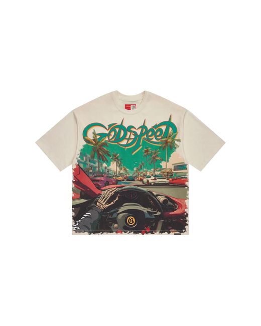 GODSPEED NEW YORK Green Powersteering T-Shirt "Bone" Gs569" for men