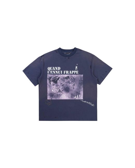 Boredom Kills Blue French T-Shirt Bk028" for men