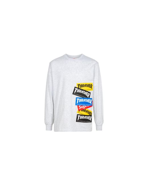 Supreme Black Thrasher Multi Logo L/S T-Shirt "Fw21" Su12440"