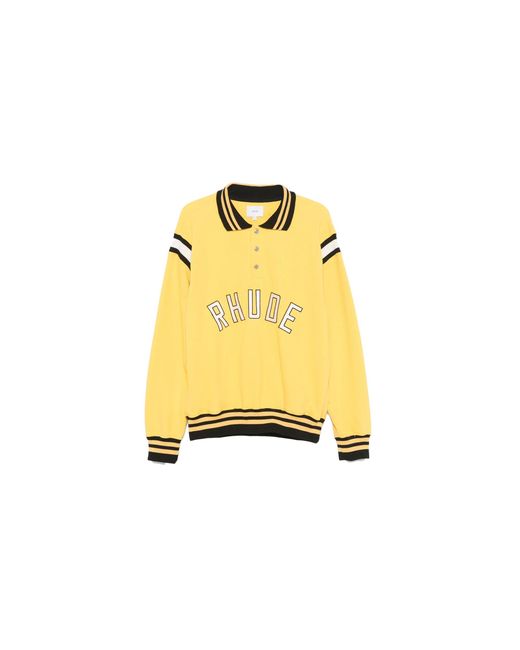 Rhude Black Ls Warm Up Polo Shirt Rhpf24Po02320" for men