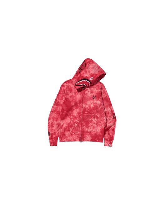A Bathing Ape Red Shark Wide Fit Full Zip Hooded Sweatshirt "Tie Dye" 001Zpe301013X" for men