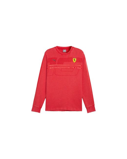 PUMA Red Ferrari Race Desert Sun Las Vegas Crew Ls Shirt "Rosso Corsa" 631324 02" for men