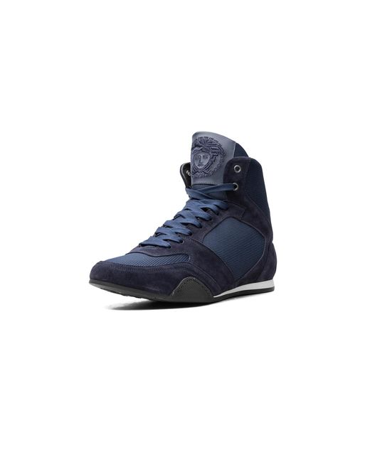 Versace Blue High Top Greek Key Dsu6442 D4Ctg Kl8Eb" for men