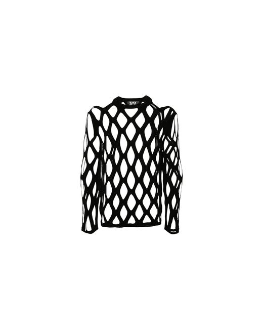 COMME DES GARÇON BLACK Black Open Knit Sweater Vest 1Mn0050521 Blk" for men