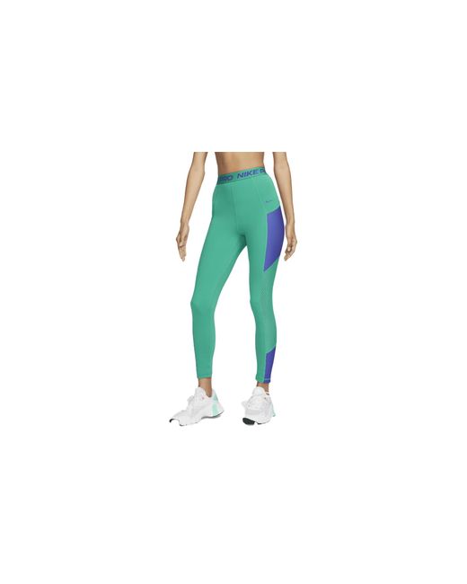 Nike Black Dri-Fit High Rise 7/8 Length Tight Fit Leggings "Neptune/Lapis" Dq5588 370"