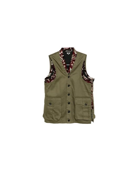 Comme des Garçons Green Pocket Casual Vest "Burgundy Khaki" Pp V004 051" for men