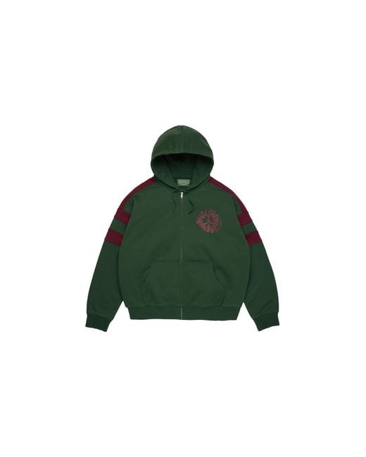 DENIM TEARS Green Denim U Paneled Zip Hoodie Dt902" for men
