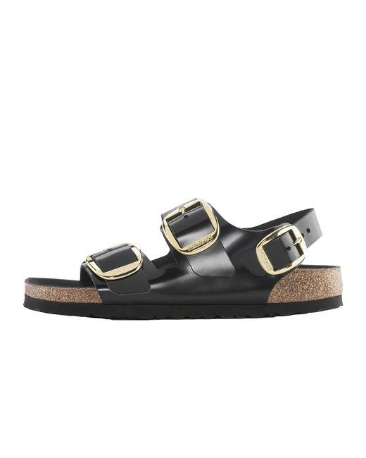 Birkenstock Black Milano Big Buckle Slippers "High Shine" 1024211"
