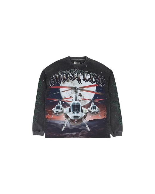 GODSPEED NEW YORK Black Air Strike Long-Sleeve T-Shirt Wash" 11652 10004Gasltg" for men