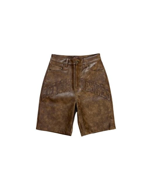 Bottega Desires Black Leather Shorts Bd036" for men