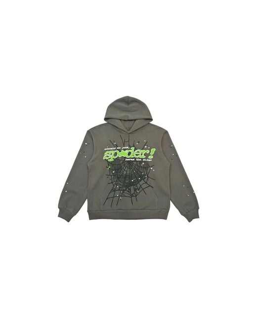 Sp5der Black Star Web Hoodie & Sweatshirt Ss26Fw24Gry"