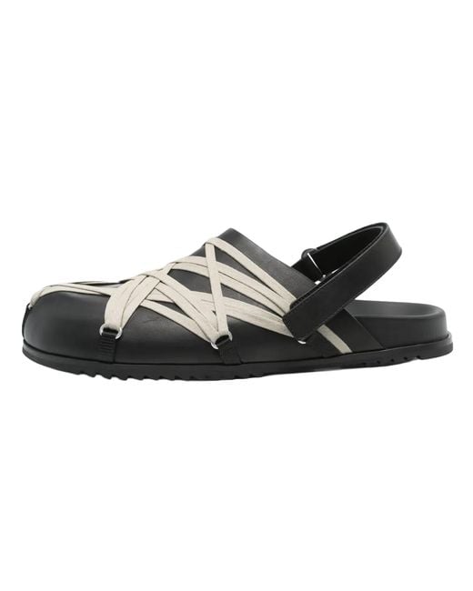 Rick Owens Black Hollywood Megalaced Mule Sandal "Granola" Ru01E5813 Loow1 09" for men