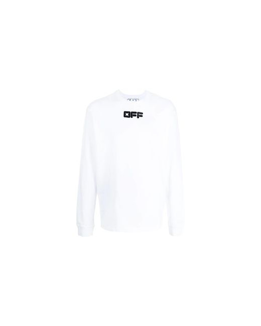 Off-White c/o Virgil Abloh Black Logo-Print Long-Sleeve Top "Arrows Font" Omab064F21Jer0050110" for men