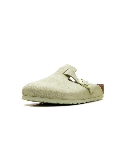 Birkenstock Black Boston Soft Footbed Suede Leather "Faded Lime for men