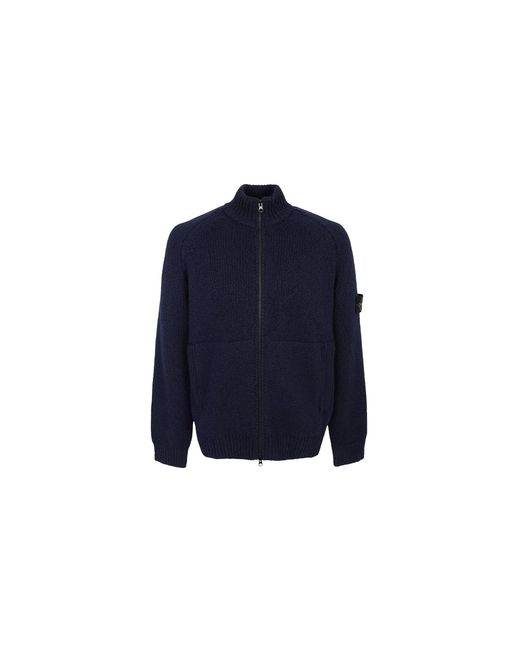 Stone Island Blue Zip-Up Cardigan 5100051 V0020" for men