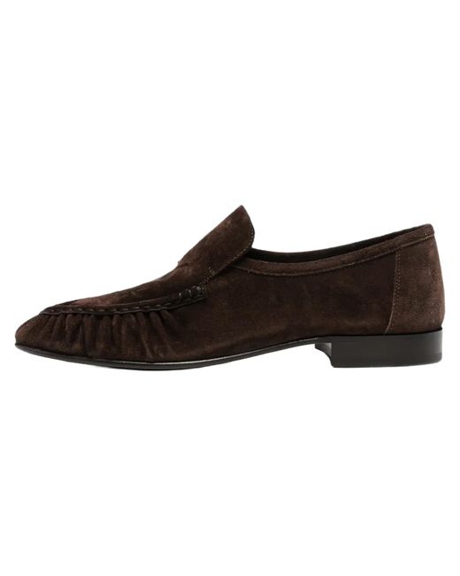 The Row Black Soft Mocassin Two Suede Loafers "Lacquer" F2170 L805 Lqb" for men