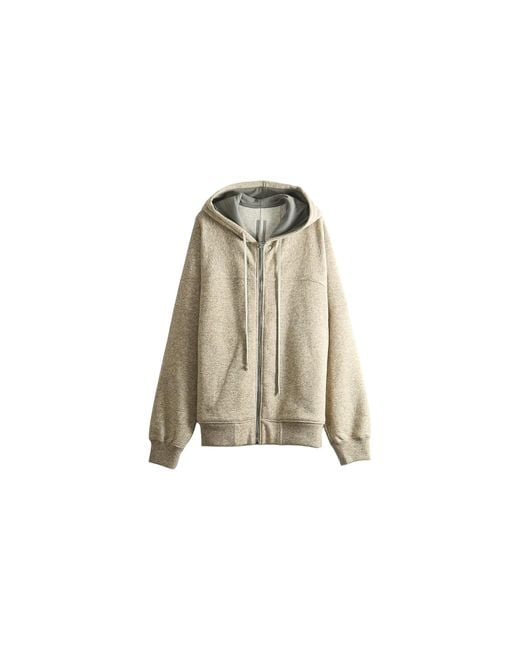 Rick Owens Black Zip-Up Knit Hoodie "Natural" Ru02F4241 Wfe 21" for men