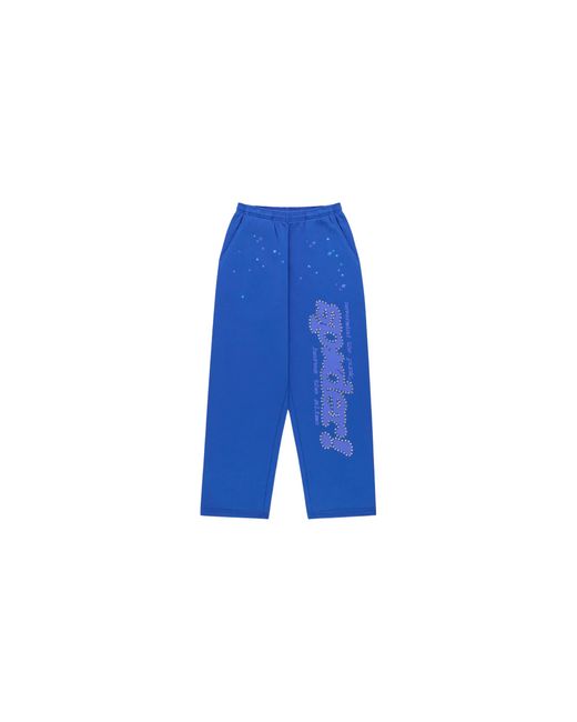 Sp5der Blue Rhinestone Punk V2 Sweatpants 407" for men