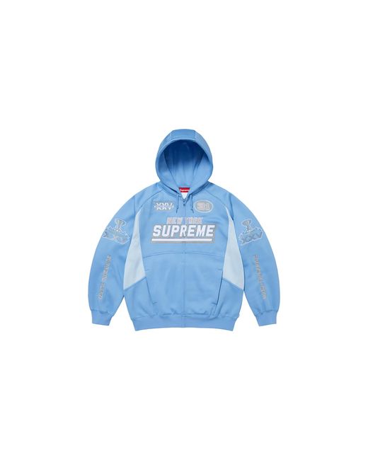 Supreme Blue Football Zip Up Hooded Sweatshirt "Fw25