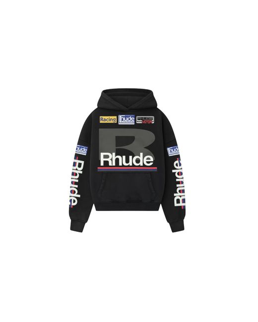 Rhude Black Petrol Patch Hoodie "Vintage" Rhss25Ho04012 2306" for men