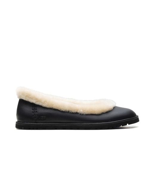 Ugg Black Zora Leather Ballet Flat 1178450 Blk"