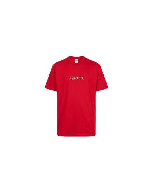 Supreme Red Swarovski Box Logo T-Shirt "Ss19" Su6976"