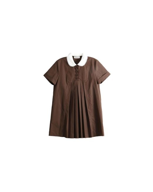 Miu Miu Black Poplin Dress "Ebony" Mf6401 10Rg F0192"