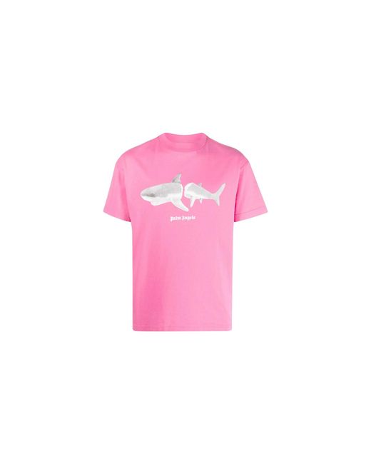 Palm Angels Pink Shark Classic T-Shirt "Fuchsia Pmaa001C99Jer0123201" for men