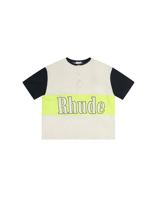 Rhude Black Panel Henley T-Shirt "Natural" Rhdmtps0122 Nat" for men