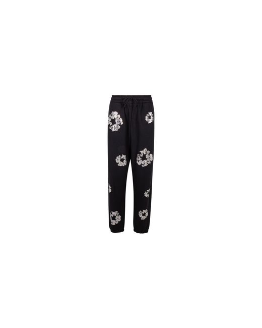 DENIM TEARS Black Cashmere Swarovski Cotton Wreath Sweatpants Dt078" for men