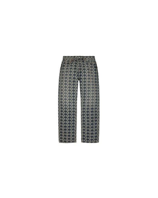 DENIM TEARS Black Baggy Jacquard Wreath Denim Pant Dt599" for men