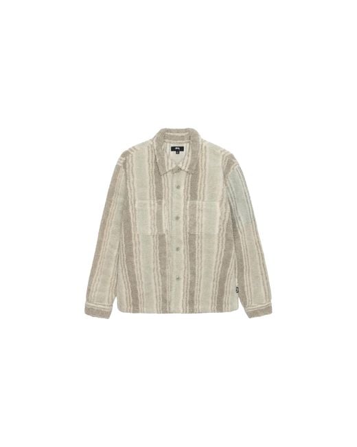 Stussy Black Stripe Sherpa Shirt "Natural" Stus73" for men