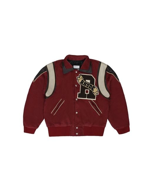 Rhude Red Corduroy Varsity Jacket Rhfw20Ja00000035" for men