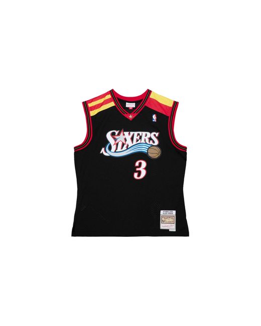 Mitchell & Ness Black Alt Spain Jersey 76Ers 2006 Allen Iverson Smjy4203 P7606Aivblck" for men