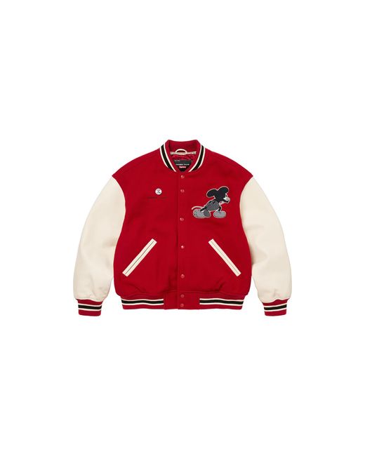 Supreme Red Number (N)Ine Mickey Varsity Jacket "Fw25