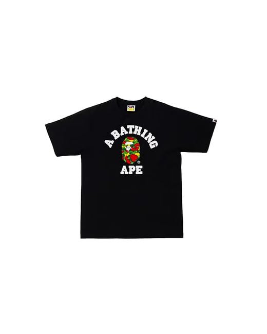 A Bathing Ape Black Sta Camo College T-Shirt 007" for men
