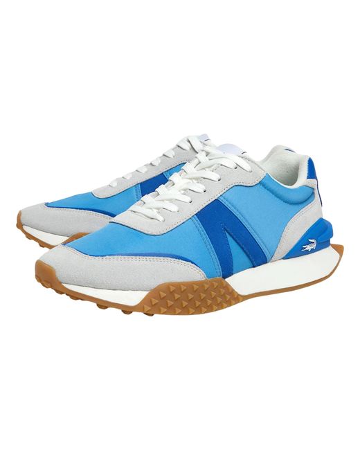 Lacoste Blue L-Spin Deluxe Leather Color Contrast Sneakers 44Sma0047 Bn1" for men