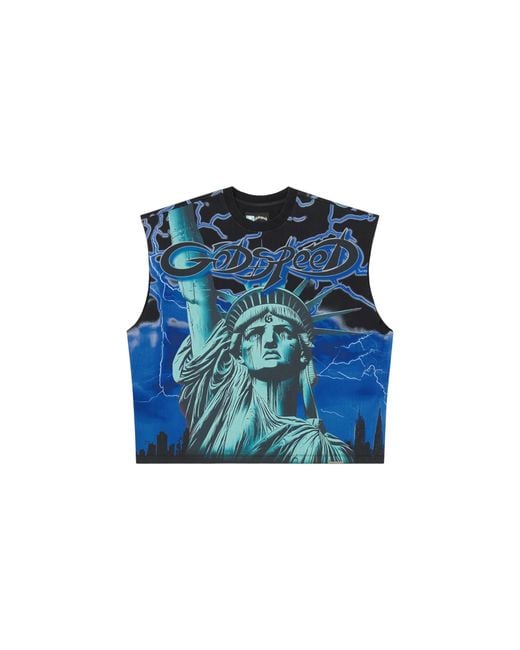 GODSPEED NEW YORK Blue Voltage Sleeveless T-Shirt Gs417" for men