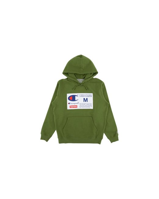 Supreme Green Champion Label Hooded Sweatshirt "Fw18" Su6400"