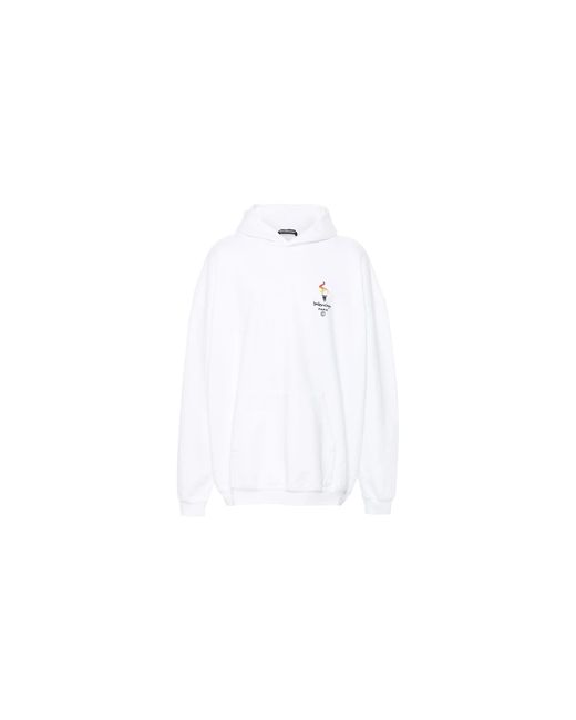 Balenciaga Black Embroidered Paris Olympics Logo Oversized Hooded Sweatshirt Multi" It07 620973 Tiv45 9040" for men