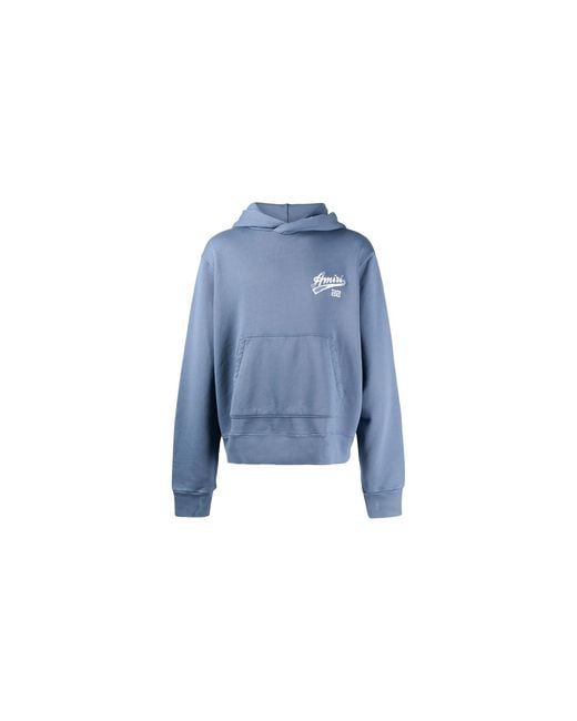 Amiri Blue 22 Distressed Logo Hoodie Ss23Mjg007 369" for men