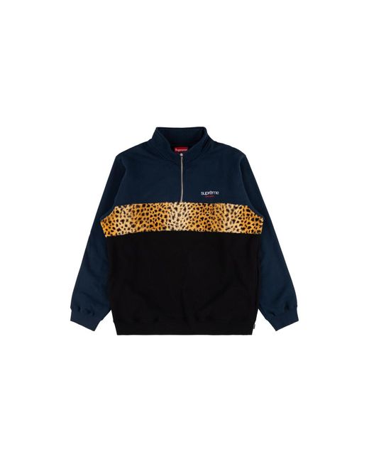 Supreme Leopard Panel Half Zip Sweatshirt 'fw 18' in Navy (Blue) for Men -  Save 22% - Lyst