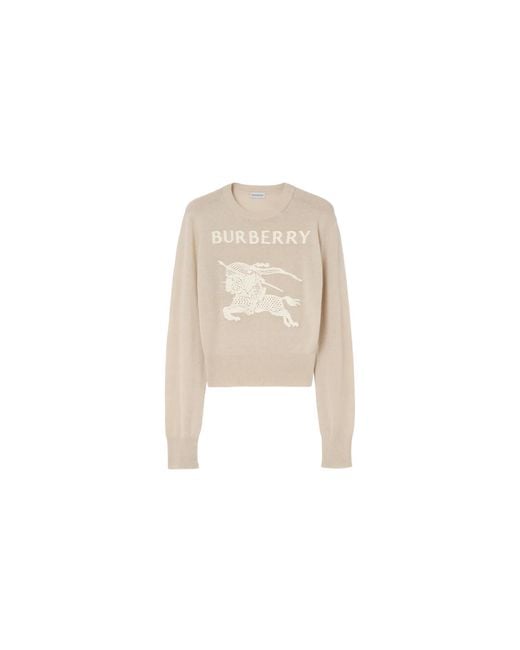 Burberry Black Equestrian Knight Cotton Wool Sweater "Easel" 8122343"