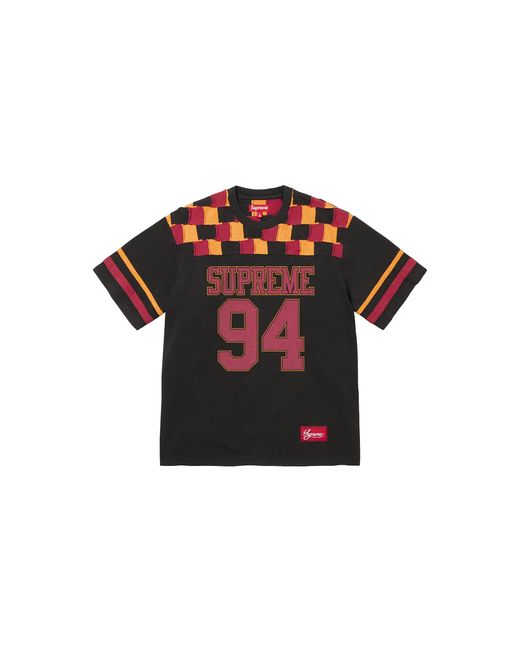 Supreme Black Patchwork Yoke Football Top Su27000"