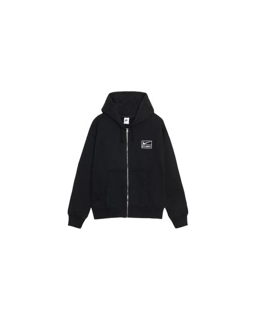 Stussy Black Nike Stone Washed Fleece Zip Hoodie "Fw25 for men